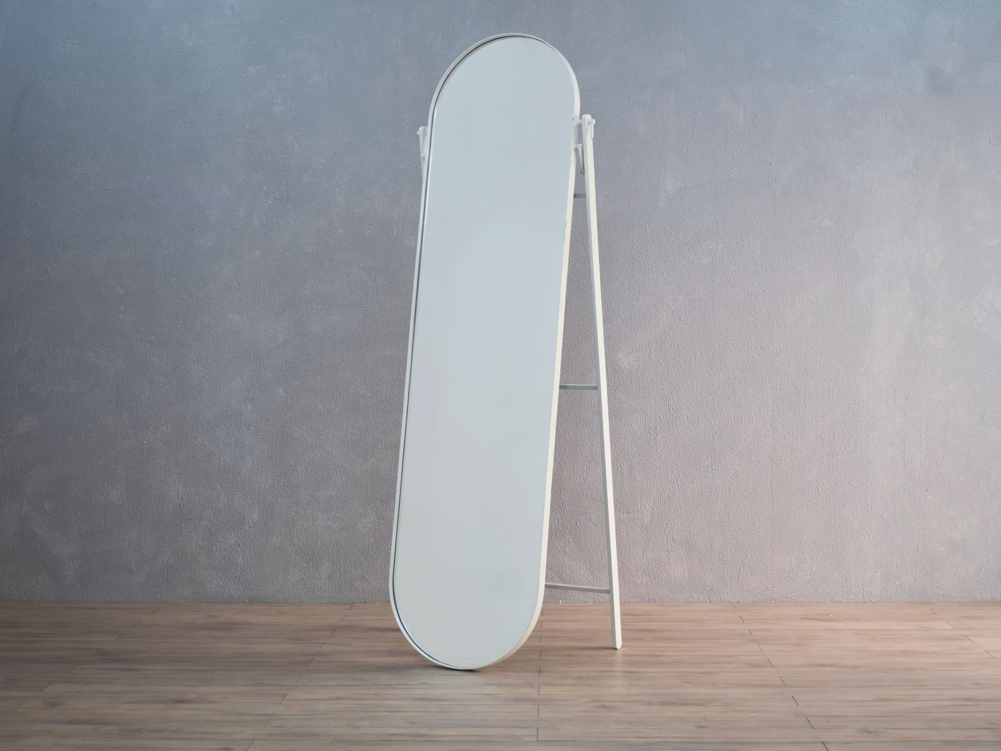Rounded Floor Mirror - White Matt